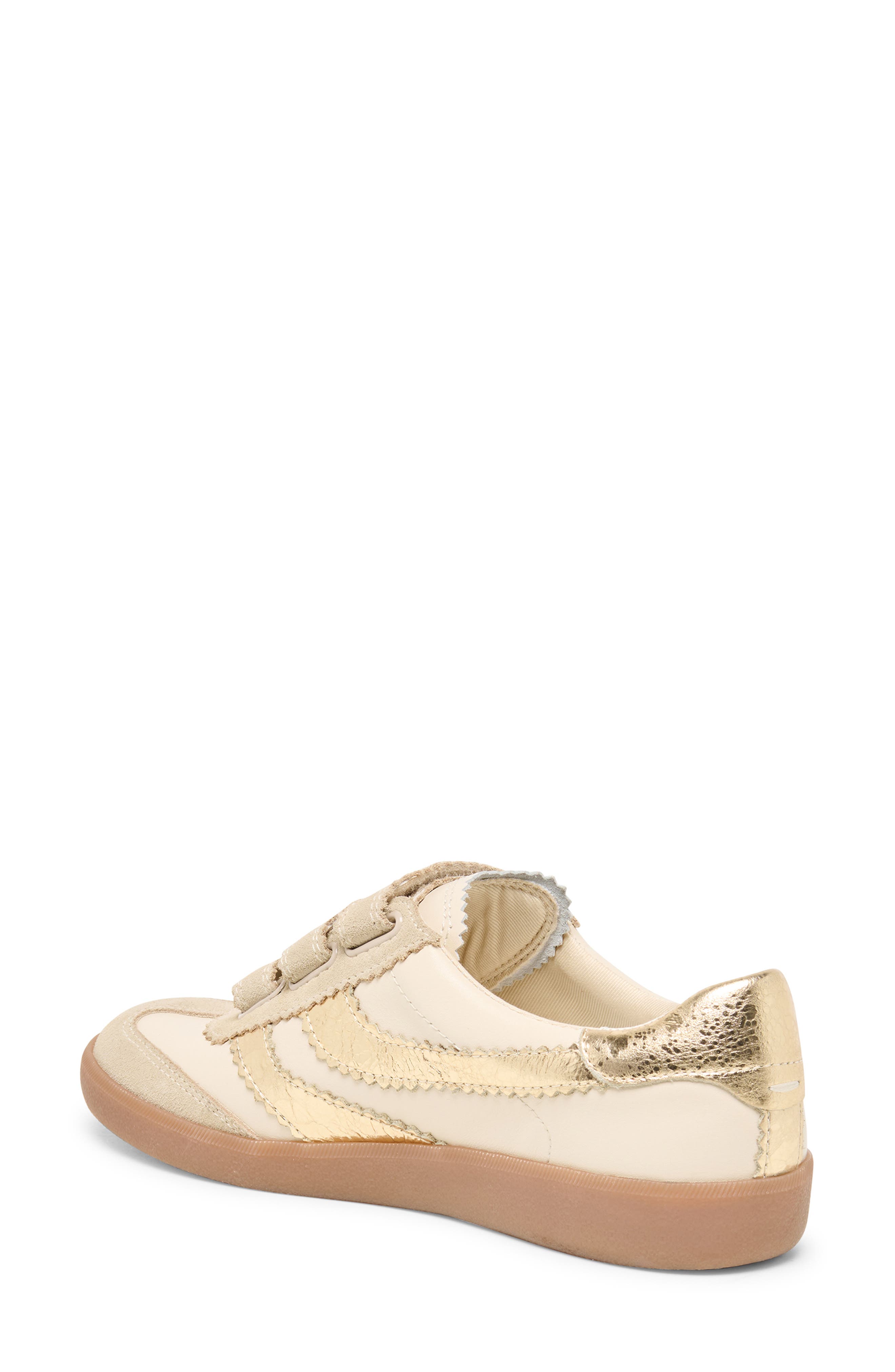 Merit Leather Velcro Sneaker, Alternate, color, WHITE/GOLD LEATHER