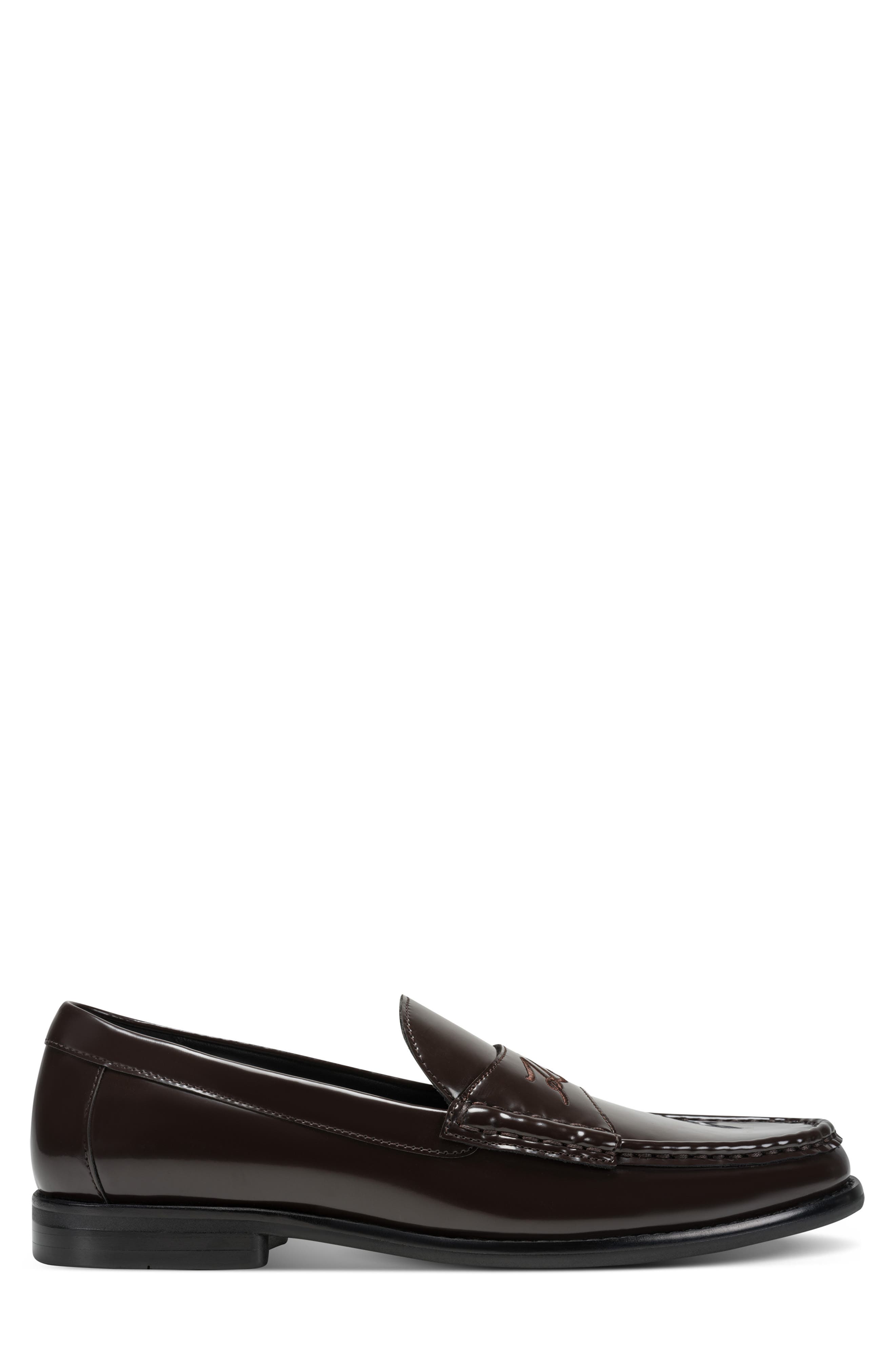 Faron Front Embroidered Logo Loafer, Alternate, color, DARK BROWN