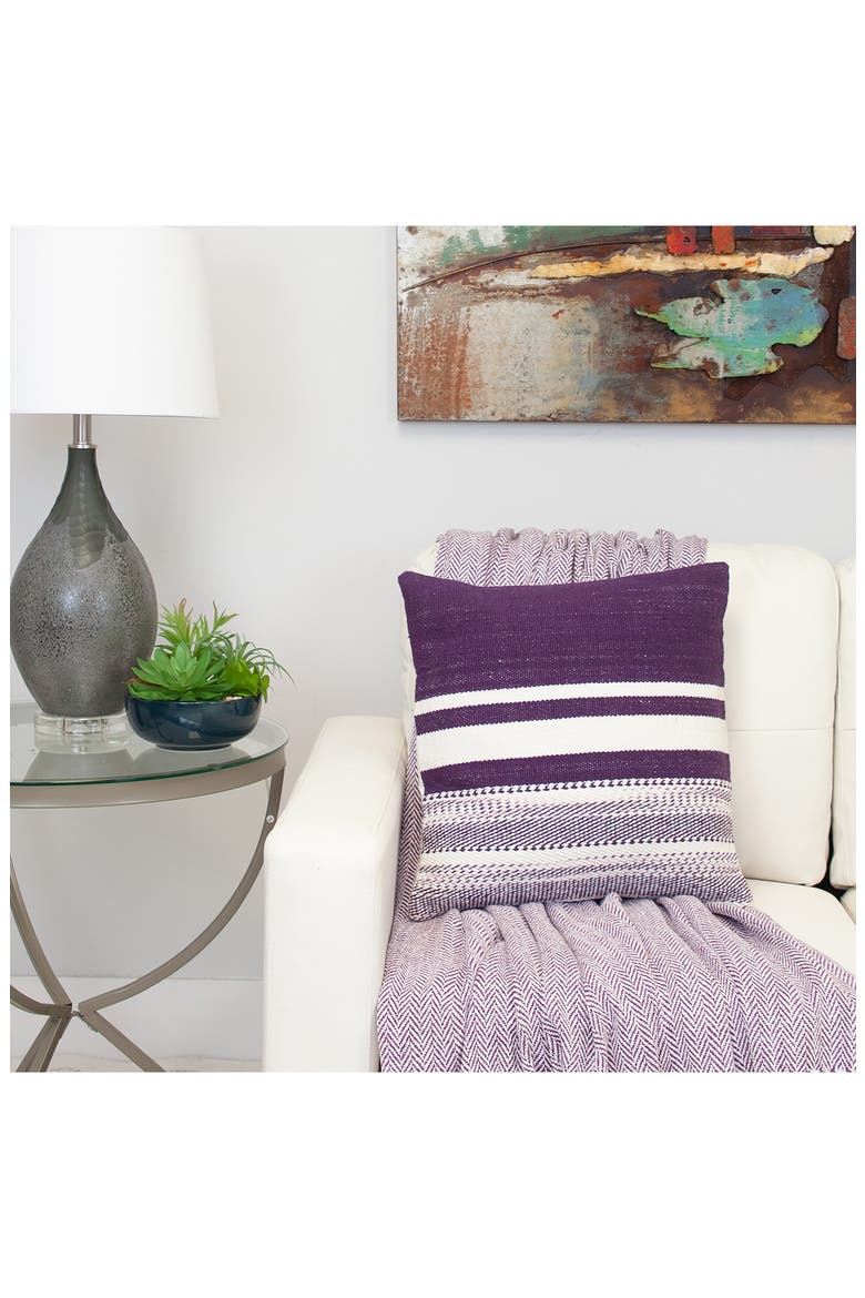 Stripe Square Accent Pillow, Alternate, color, PURPLE