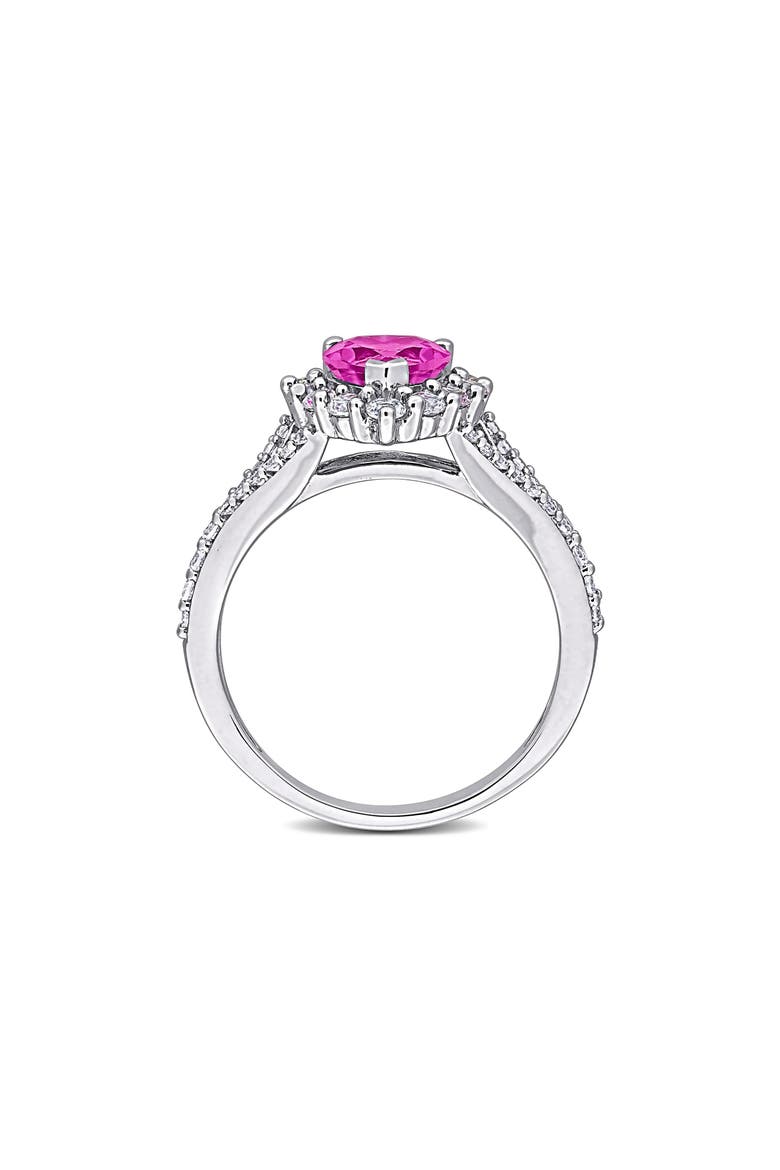 Lab Created Pink Sapphire & Lab Created White Sapphire Ring, Alternate, color, PINK