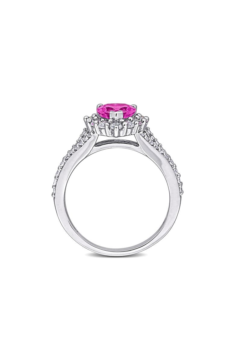 DELMAR Lab Created Pink Sapphire & Lab Created White Sapphire Ring, Alternate, color, Pink
