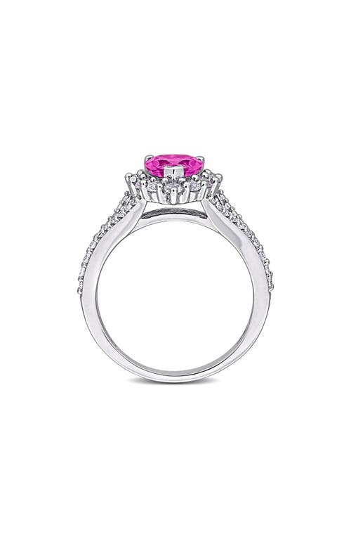 Delmar Lab Created Pink Sapphire & Lab Created White Sapphire Ring In Pink