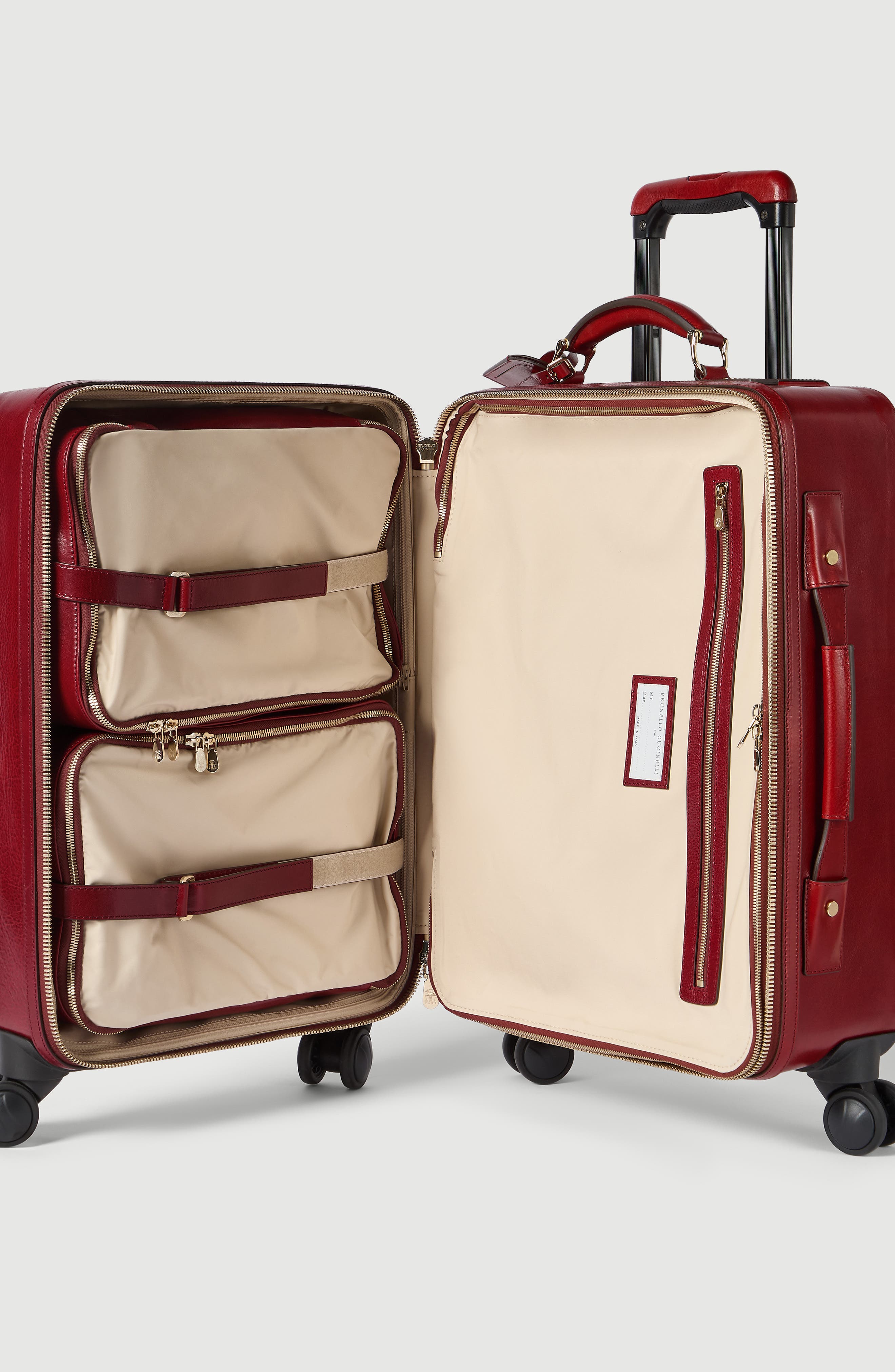 Brunello Cucinelli Burnished calfskin suitcase, Alternate, color, Terracotta