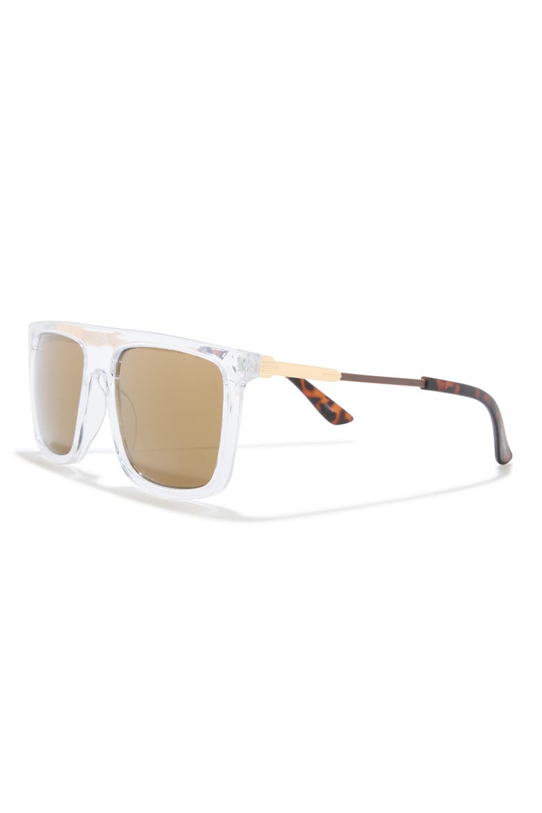 55mm Flat Top Square Sunglasses, Alternate, color, CLEAR