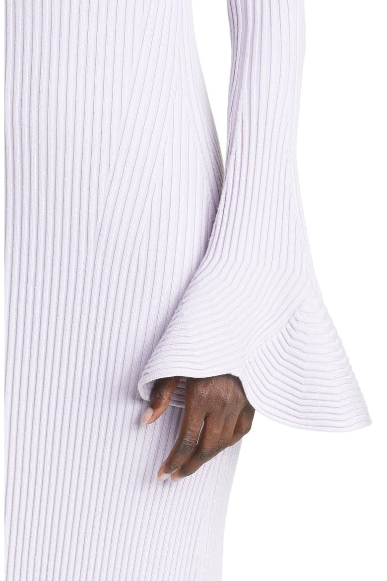 Fluted Long Sleeve Rib Sweater Dress, Alternate, color, LAVENDER