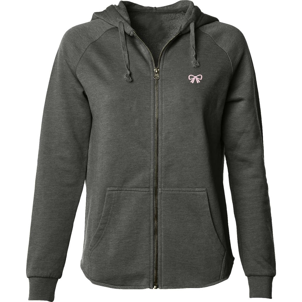 Dalix Bow Fleece Zip Hoodie In Gray