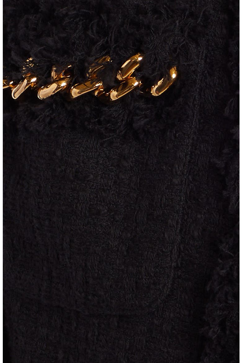 Chain Detail Crop Tweed Jacket, Alternate, color, BLACK