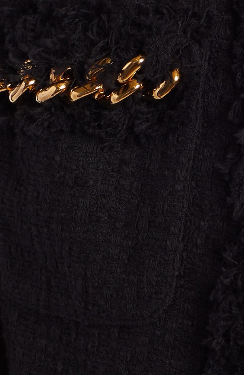 Versace Chain Detail Crop Tweed Jacket, Alternate, color,