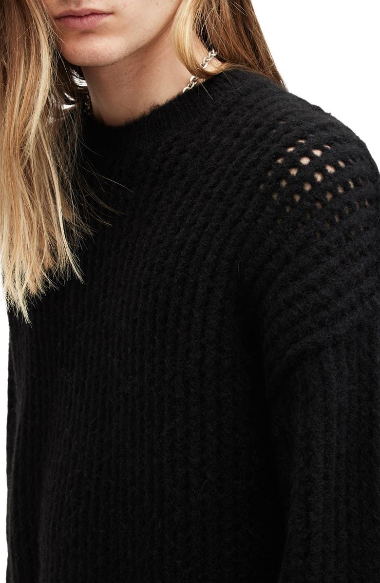 AllSaints Harlen Open Stitch Sweater, Alternate, color, Black