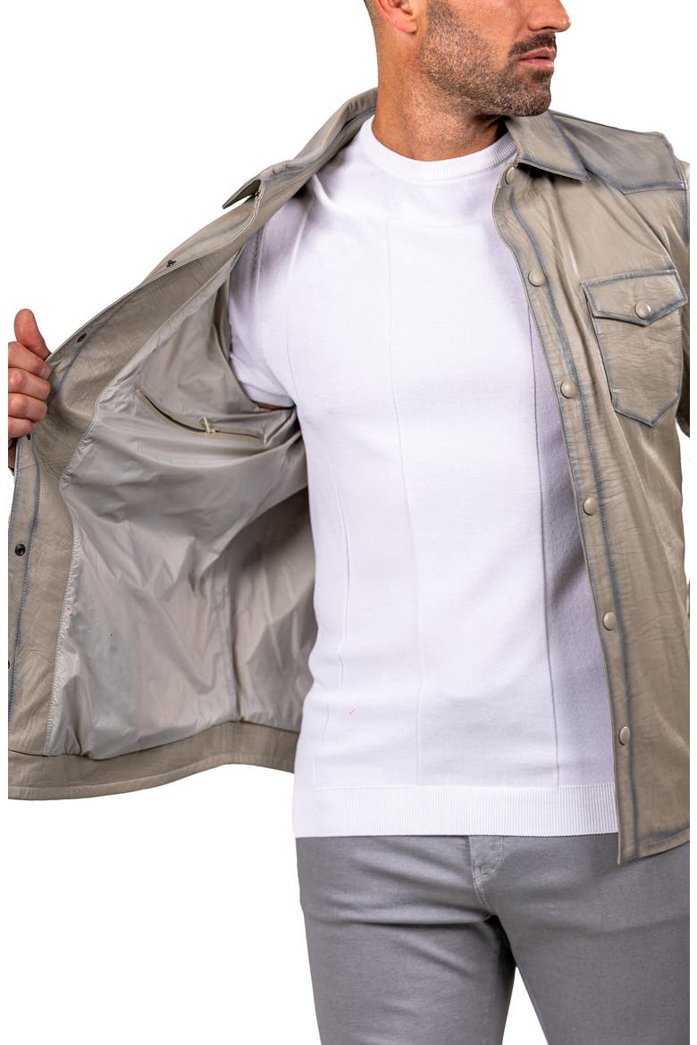 Leather Shirt Jacket, Alternate, color, WHITE