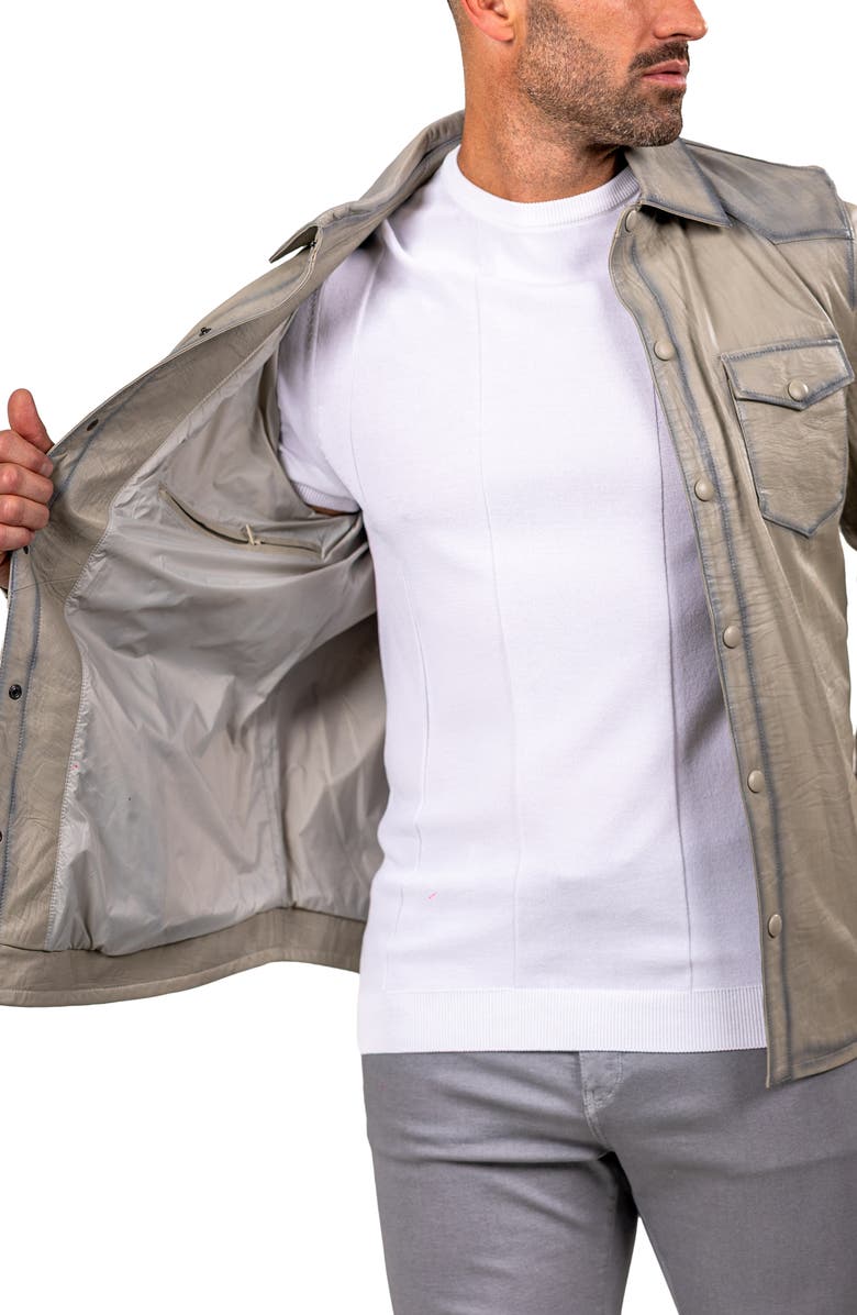 Maceoo Leather Shirt Jacket, Alternate, color, White