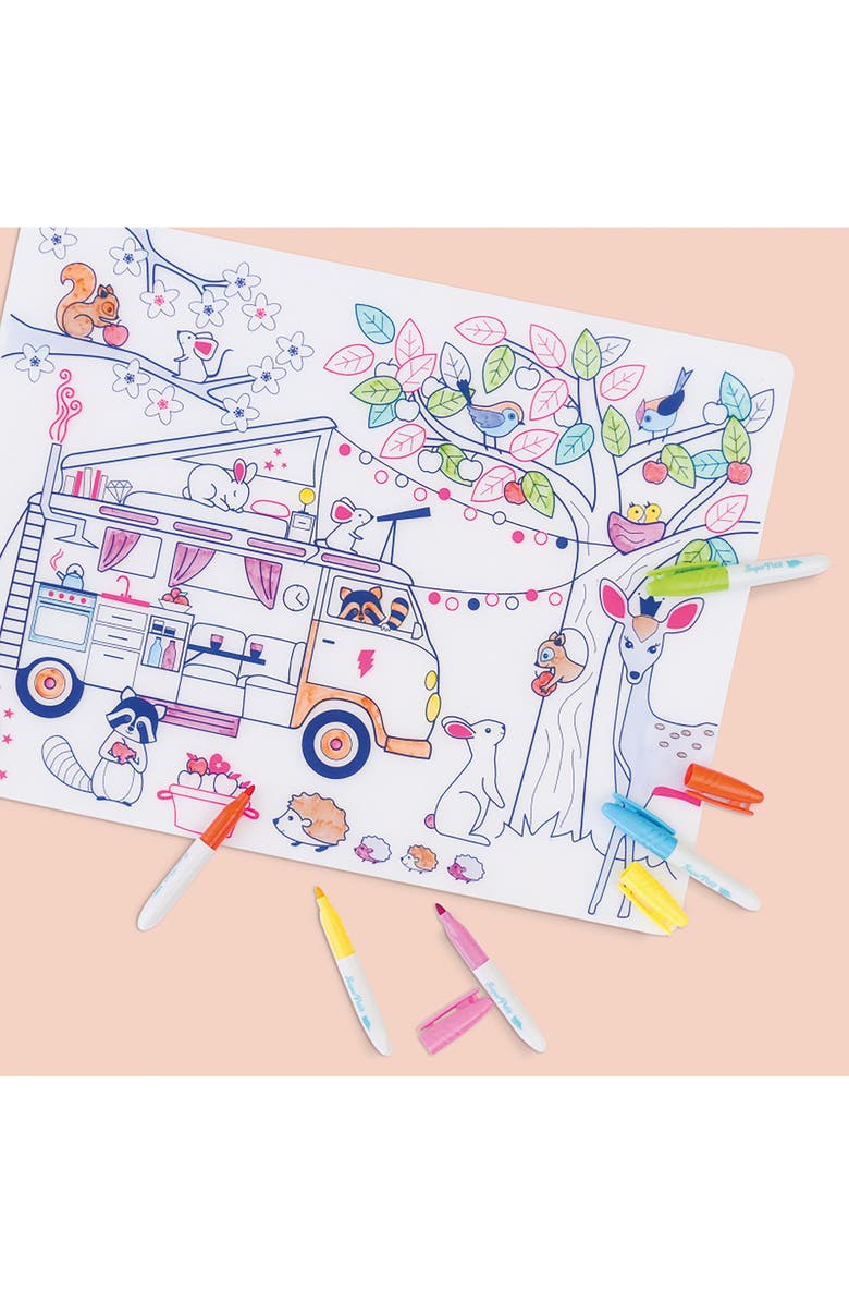 Scrunch Dream Van Reusable Coloring Mat & Washable Markers, Alternate, color, Multi