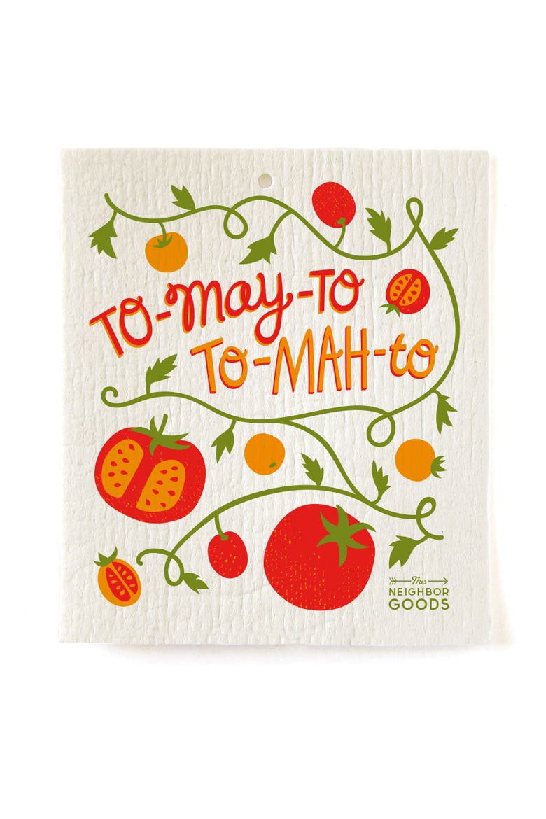 Tomato Dish Towel + Sponge Cloth Gift Set, Alternate, color, Red