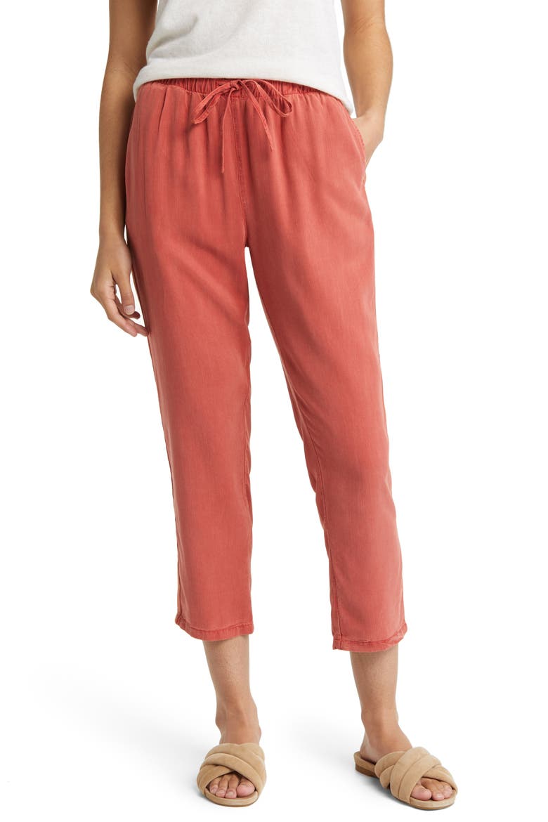Drawstring Crop Pants, Main, color, RUST SPICE
