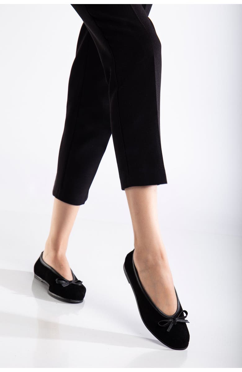 Forever & Always Shoes Freya Leather Ballerina Flats, Alternate, color, Black Suede Leather
