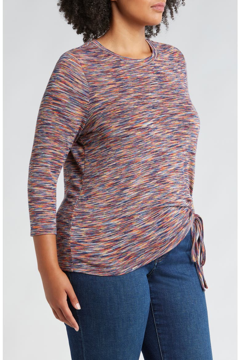 Space Dye Three-Quarter Sleeve Top, Alternate, color, CARNELIAN MULTI