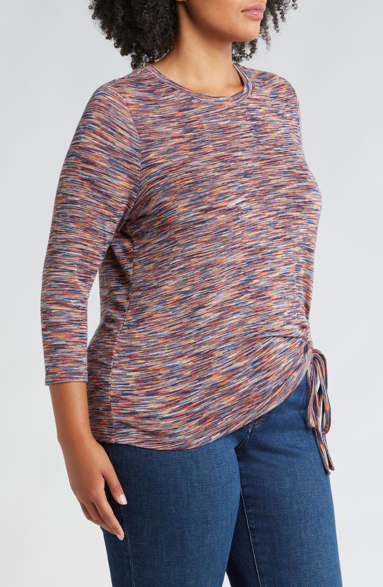 Liverpool Los Angeles Space Dye Three-Quarter Sleeve Top, Alternate, color, 