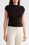 Renee C Ruched Mock Neck Modal Top