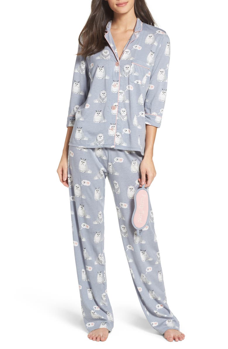 PJ Salvage Playful Print Pajamas & Eye Mask, Main, color, 
