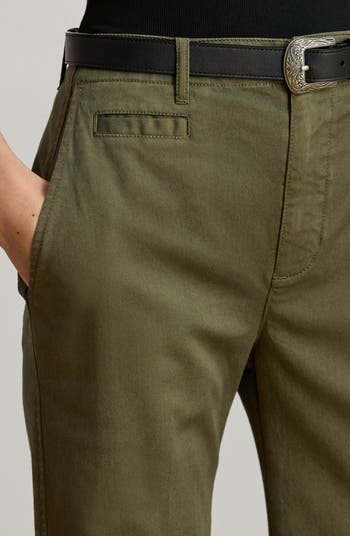 High Waist Flare Stretch Twill Chinos