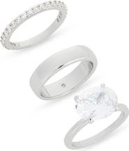 NORDSTROM RACK Set of 3 Cubic Zirconia Solitaire and Bands