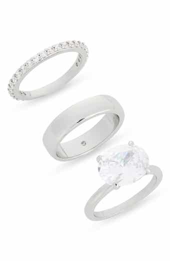 Set of 3 Cubic Zirconia Solitaire and Bands
