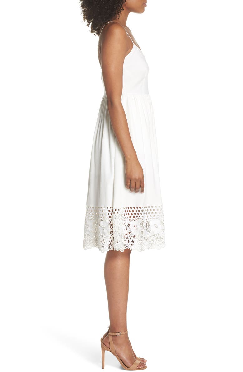 French Connection Salerno Lace Trim Jersey Dress, Alternate, color,