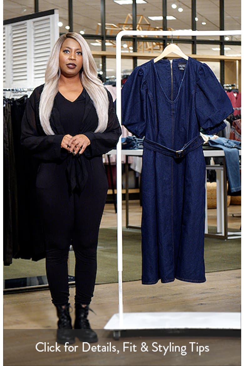 Sable Delilah Puff Sleeve Belted Denim Midi Dress video