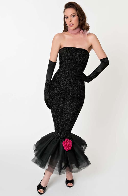 UNIQUE VINTAGE UNIQUE VINTAGE SOLO IN THE SPOTLIGHT STRAPLESS WIGGLE DRESS