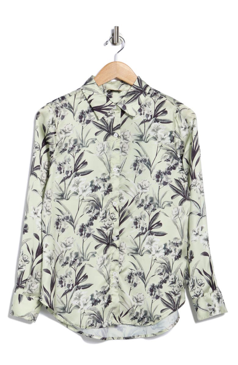 ELIE ELIE TAHARI Floral Long Sleeve Button-Up Shirt, Alternate, color, Green/ Floral Print