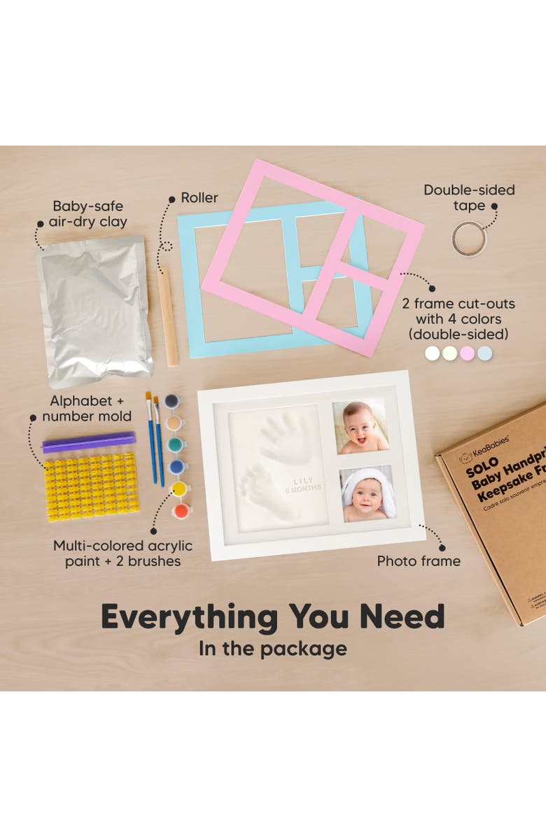 KeaBabies Baby Handprint
Footprint Keepsake Solo Frame, Alternate, color, Alpine White