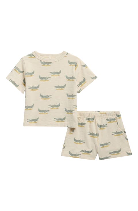 Alligator Print Cotton T-Shirt & Shorts Set (Baby)