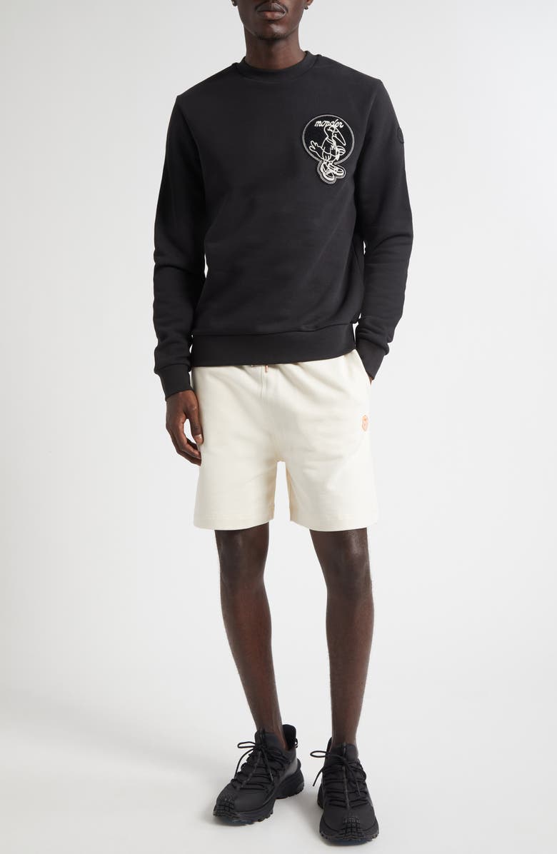 Moncler Logo Patch Drawstring Sweat Shorts, Alternate, color, Natural