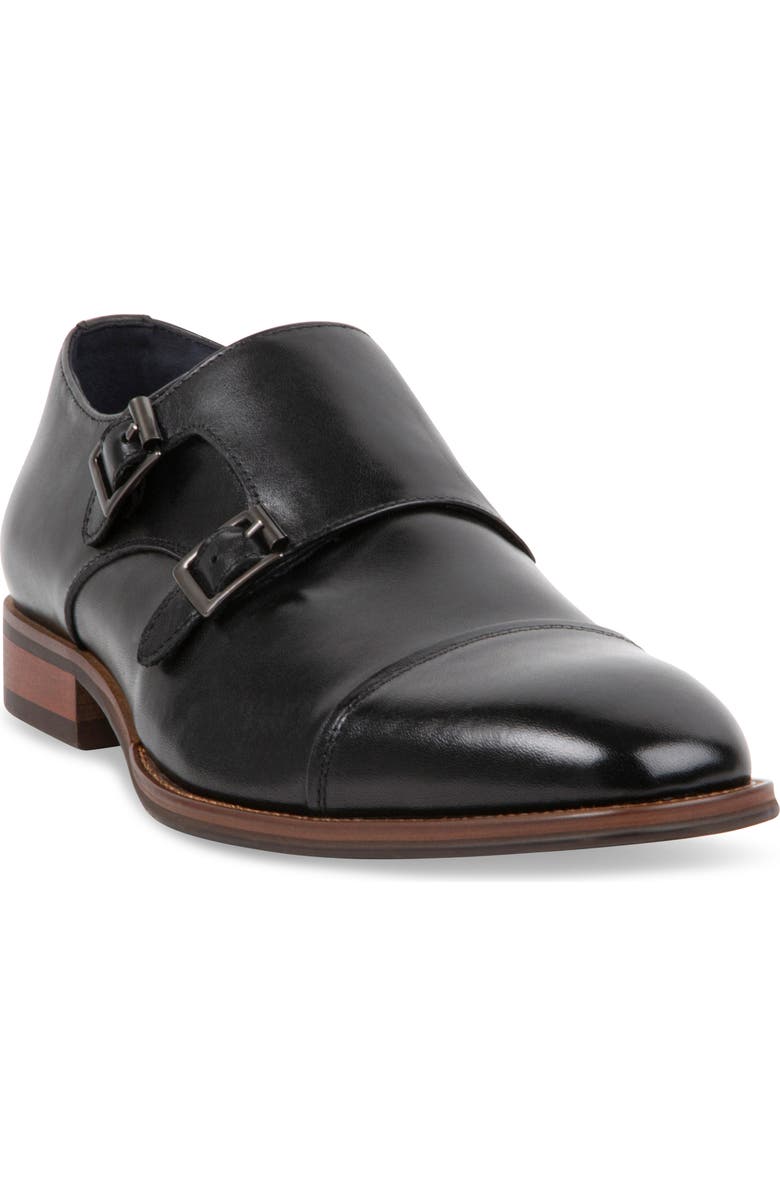Steve Madden Teon Double Monk Strap Shoe, Main, color, Black Leat