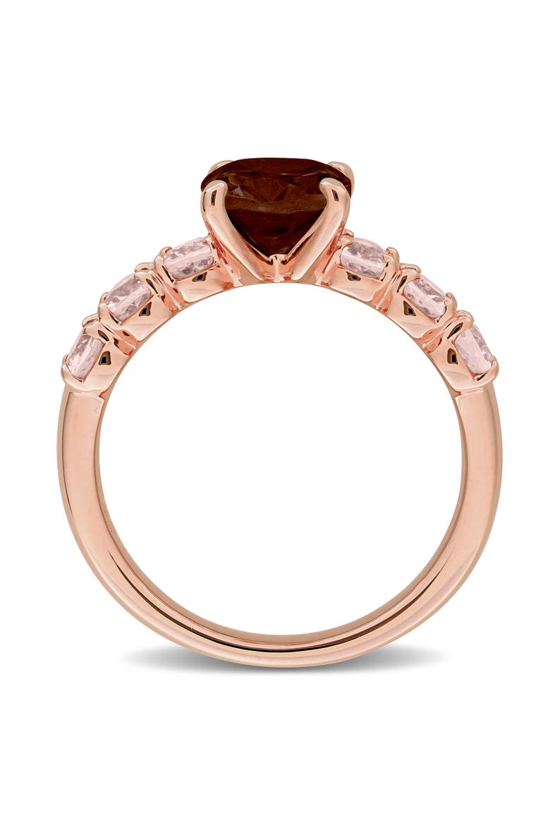 Gemstone Oval Ring Sterling Silver, Alternate, color, Garnet/Morganite