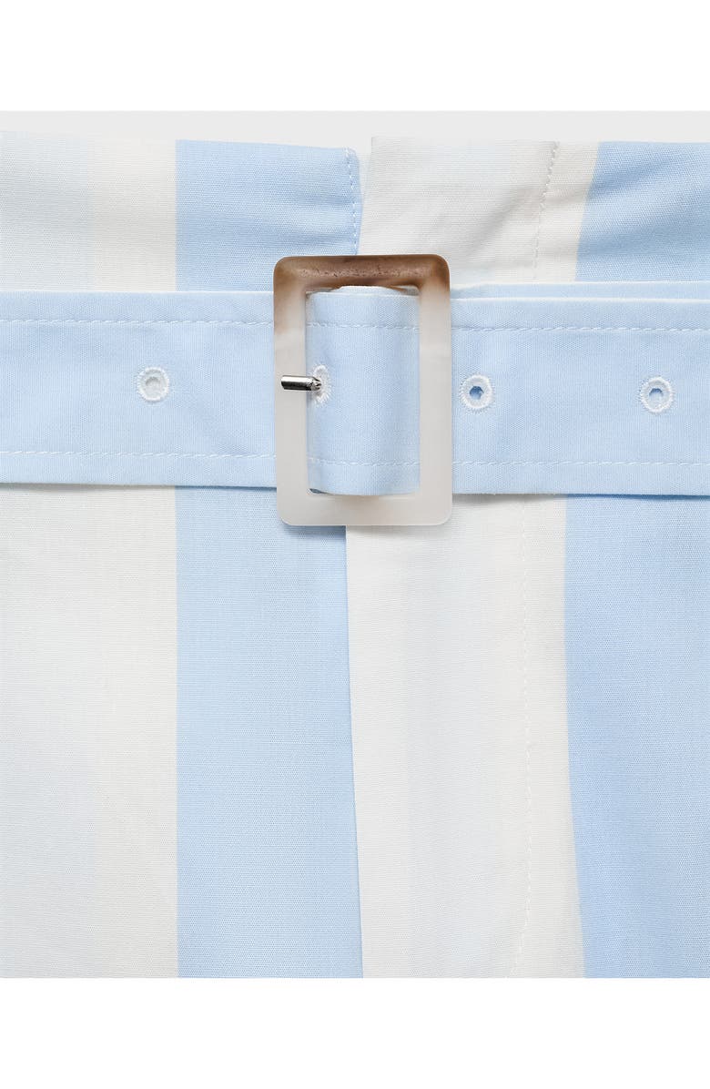 MANGO Belted Stripe Straight Leg Pants, Alternate, color, Sky Blue