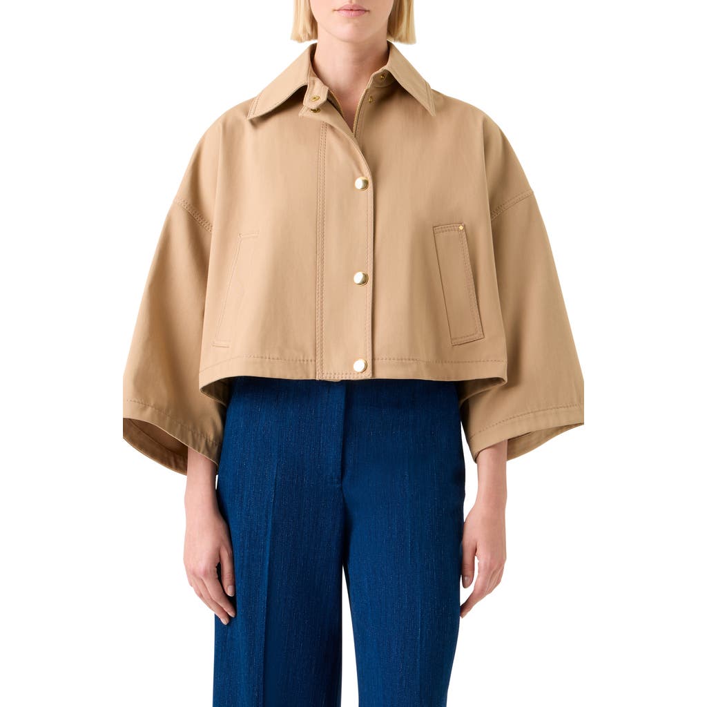 Akris Punto Water Repellent Cotton Garbardine Crop Car Coat In Brown