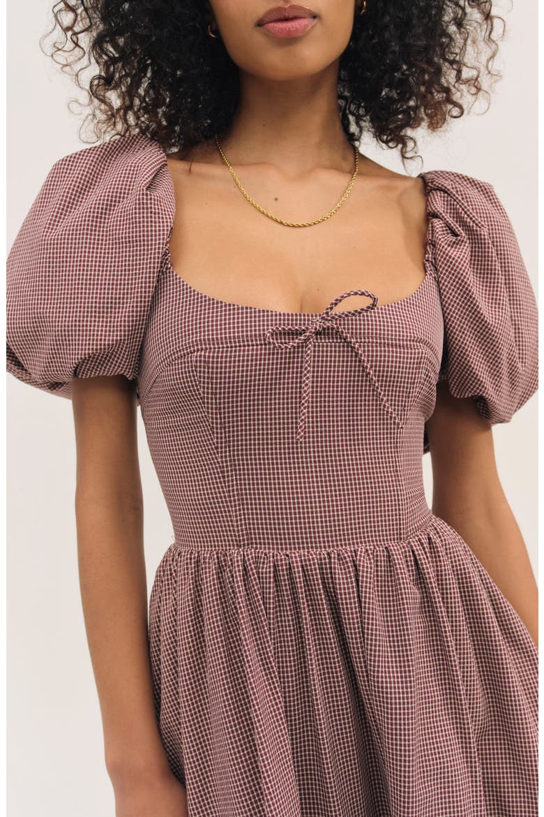 Florence Plaid Minidress, Alternate, color, BURGUNDY