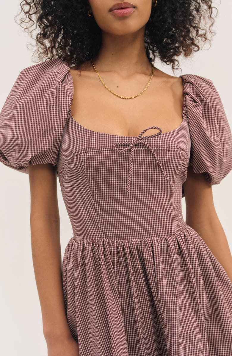 For Love & Lemons Florence Plaid Minidress, Alternate, color, Burgundy