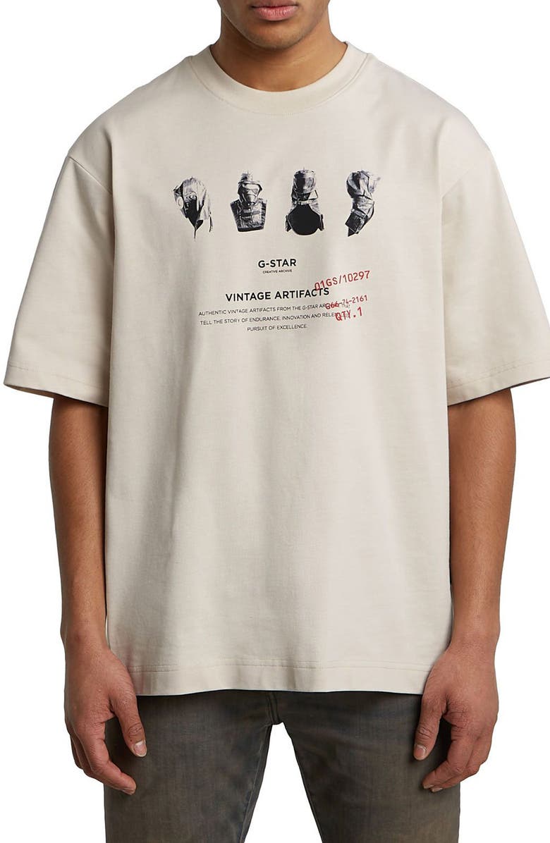 G-STAR Artifacts Boxy Organic Cotton Graphic T-Shirt, Main, color, Whitebait