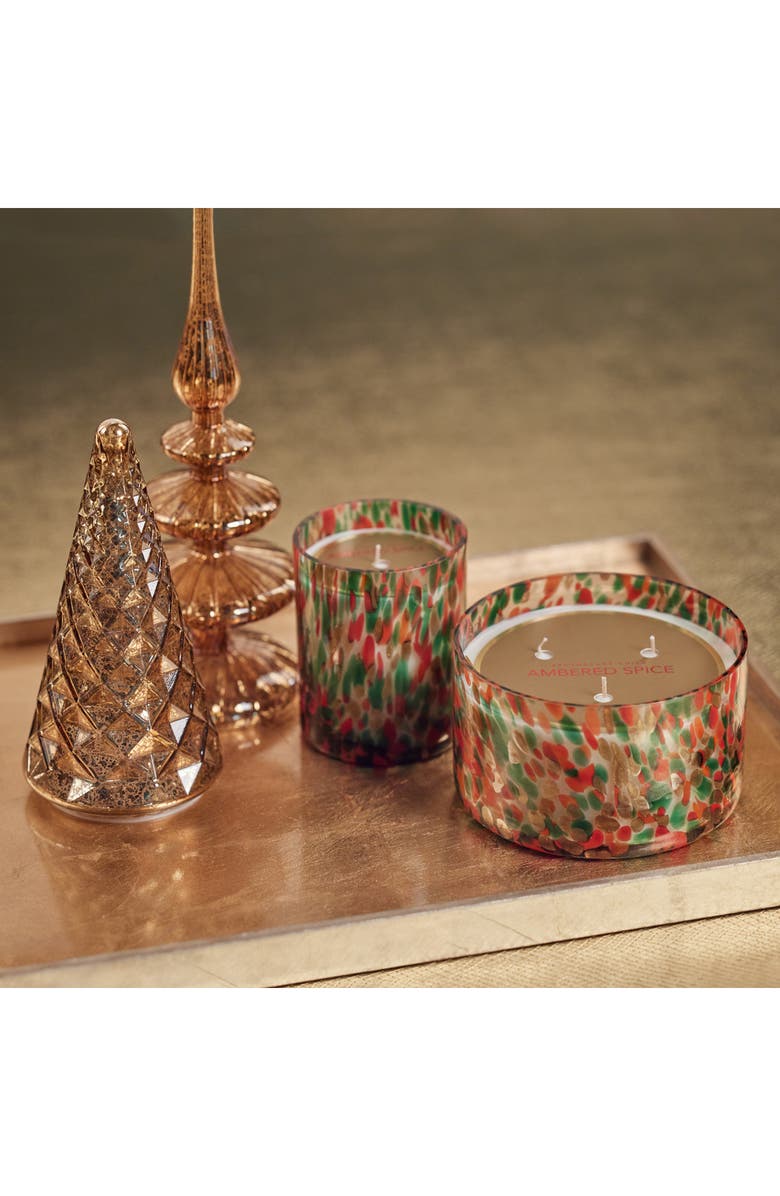 Zodax Ambered Spice Spangled Three-Wick Jar Candle, Alternate, color, Red/ Green/ Gold