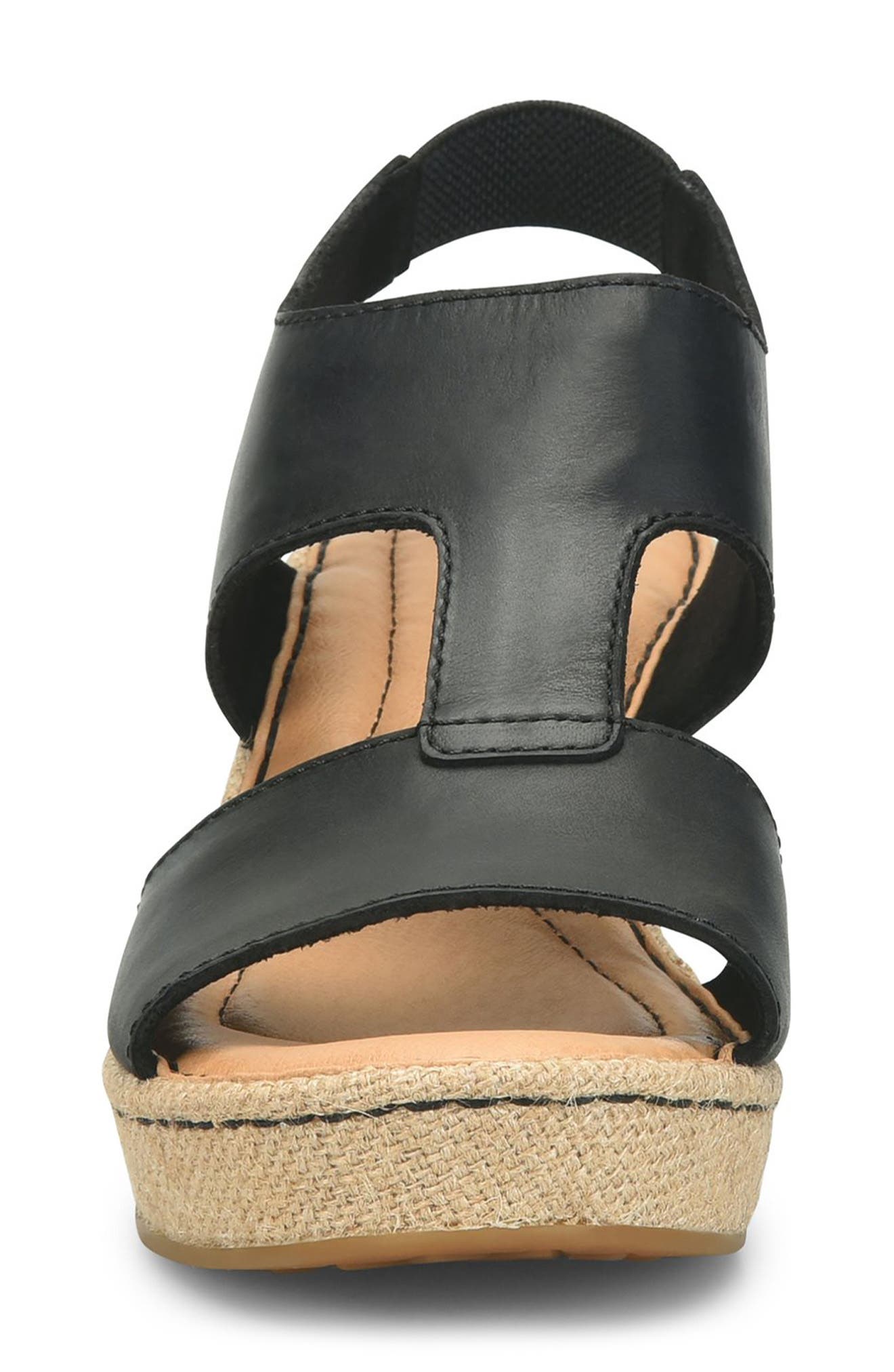Børn Siene Espadrille Wedge Sandal, Alternate, color, Black Leather