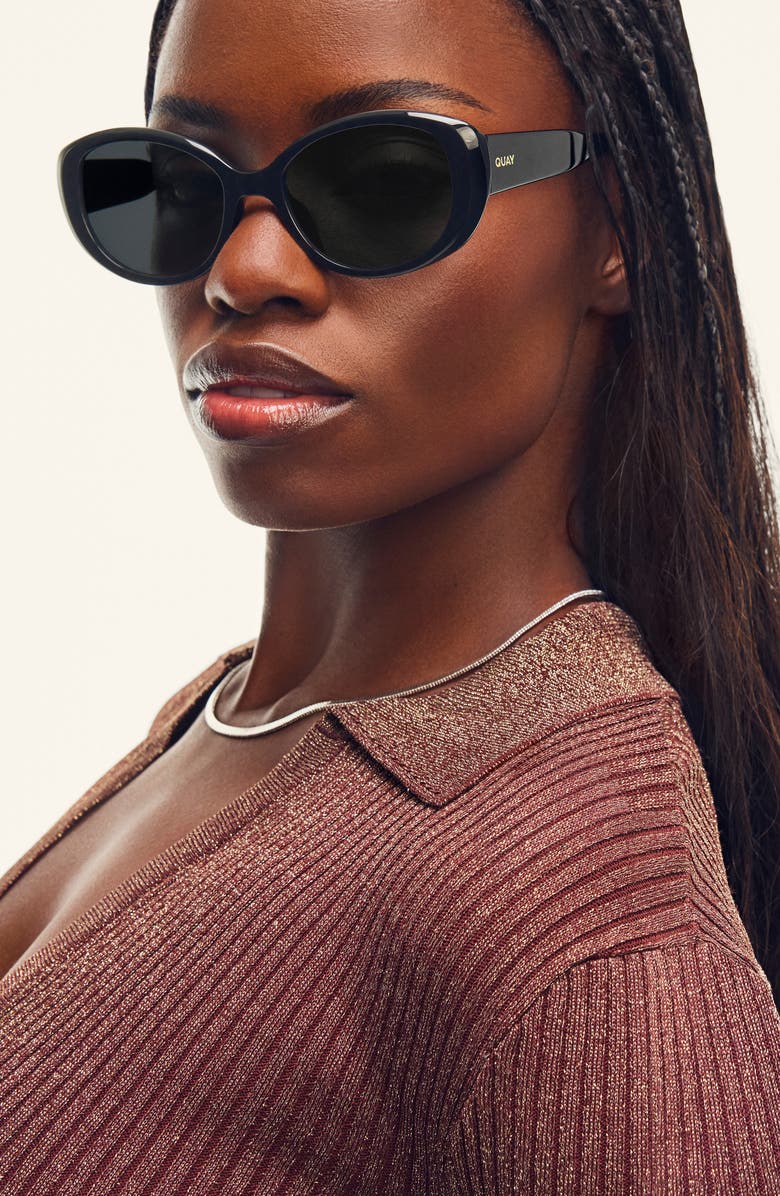 QUAY On Brand 55mm Round Sunglasses, Alternate, color, Black/ Smoke