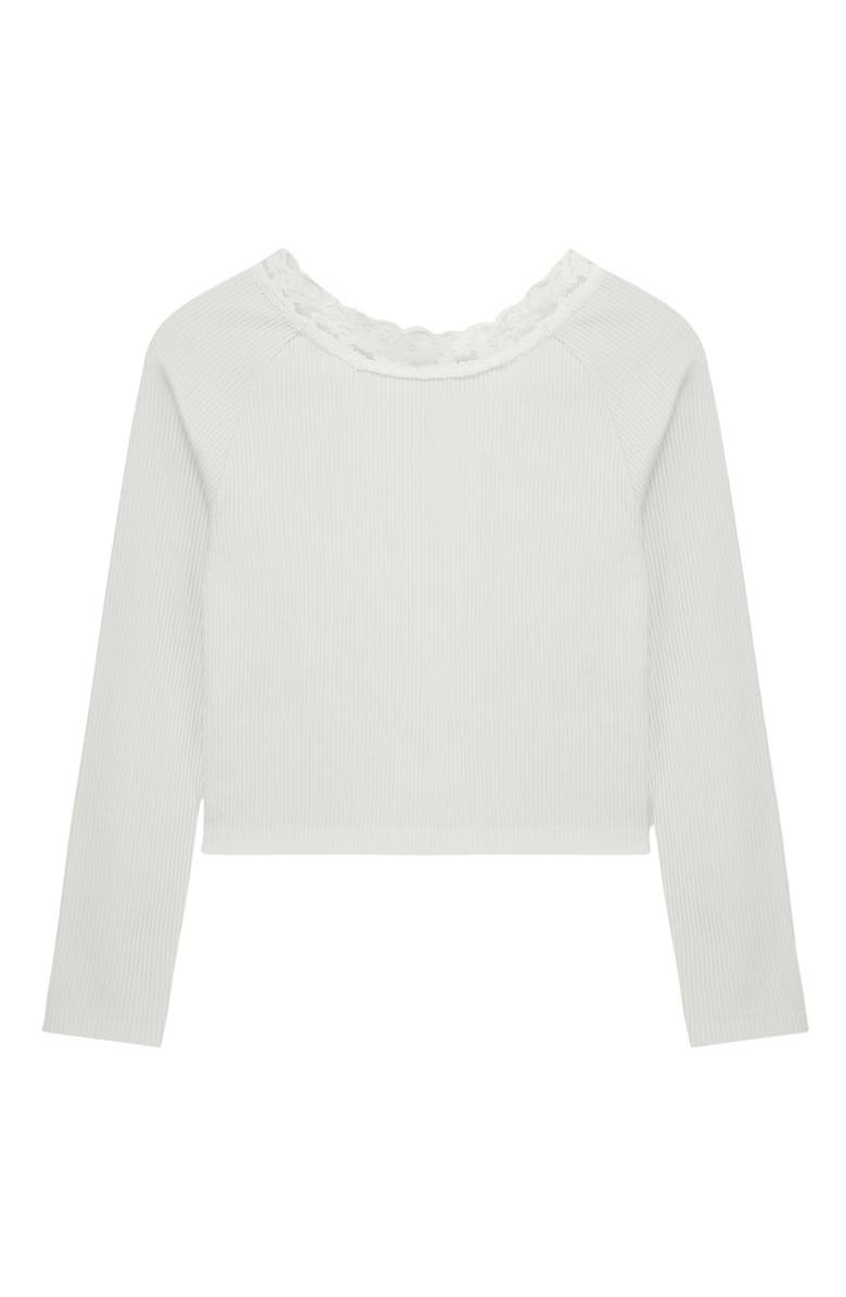 Truce Kids' Lace Neck Long Sleeve Rib Top, Main, color, 