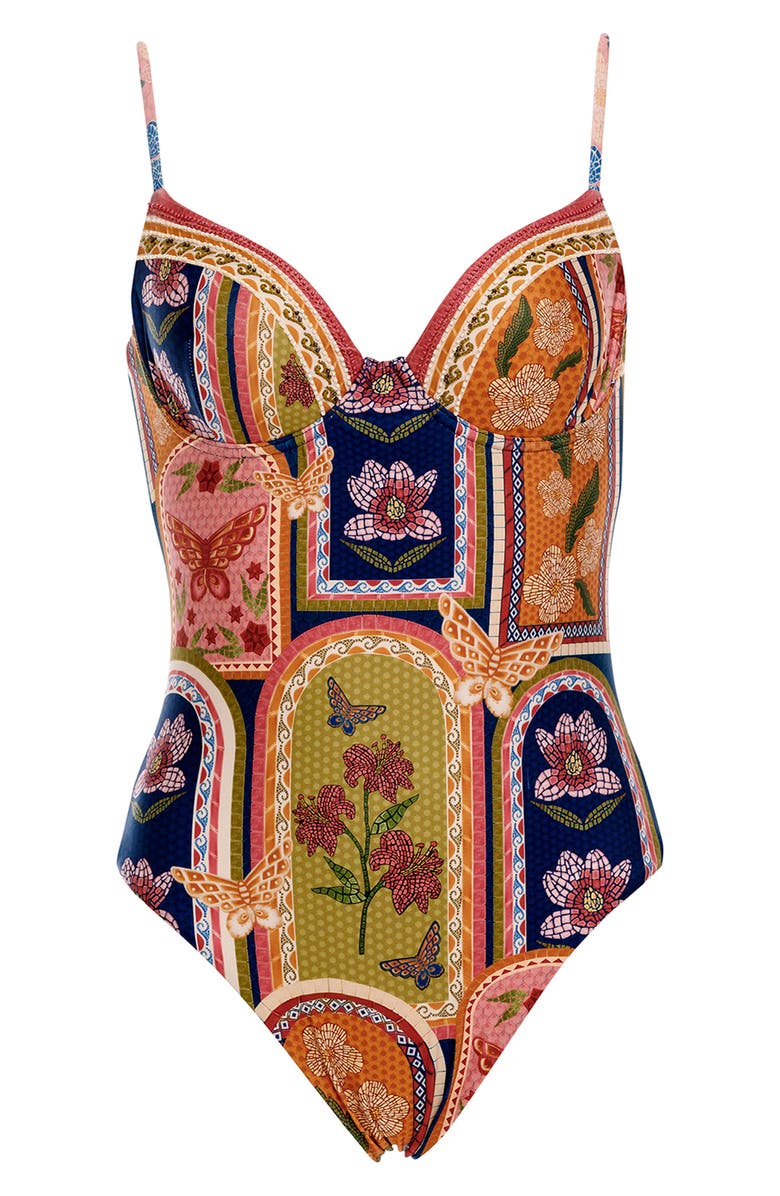 Agua Bendita Petra Fiore Underwire One-Piece Swimsuit, Alternate, color, Red