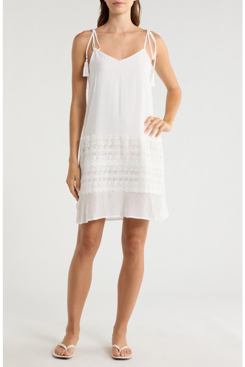 Crochet Trim Cover-Up Dress, Main, color, WHITE