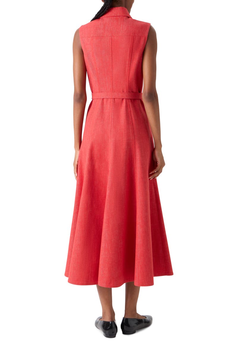 Belted Stretch Denim Shirtdress, Alternate, color, VERMILLION