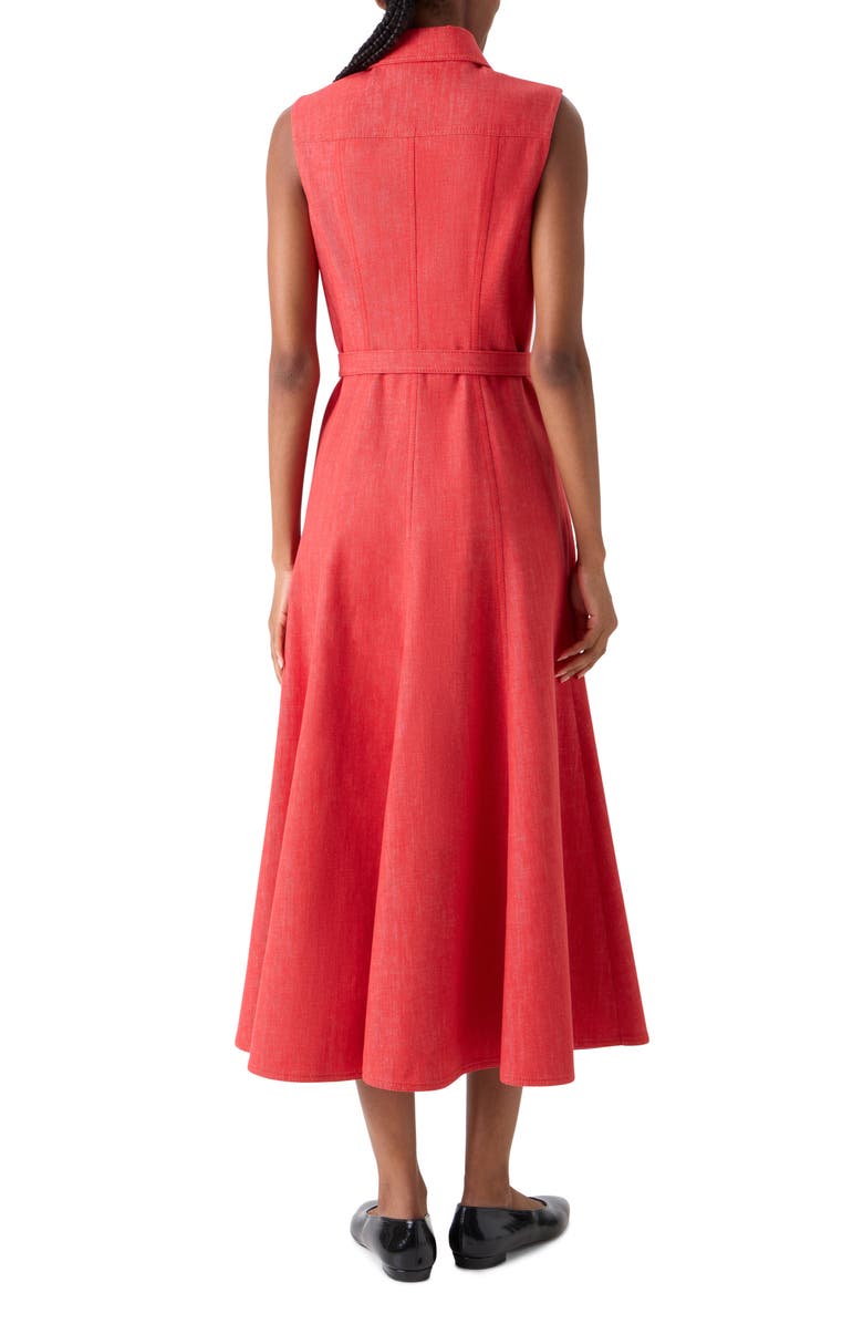 Akris Belted Stretch Denim Shirtdress, Alternate, color, Vermillion