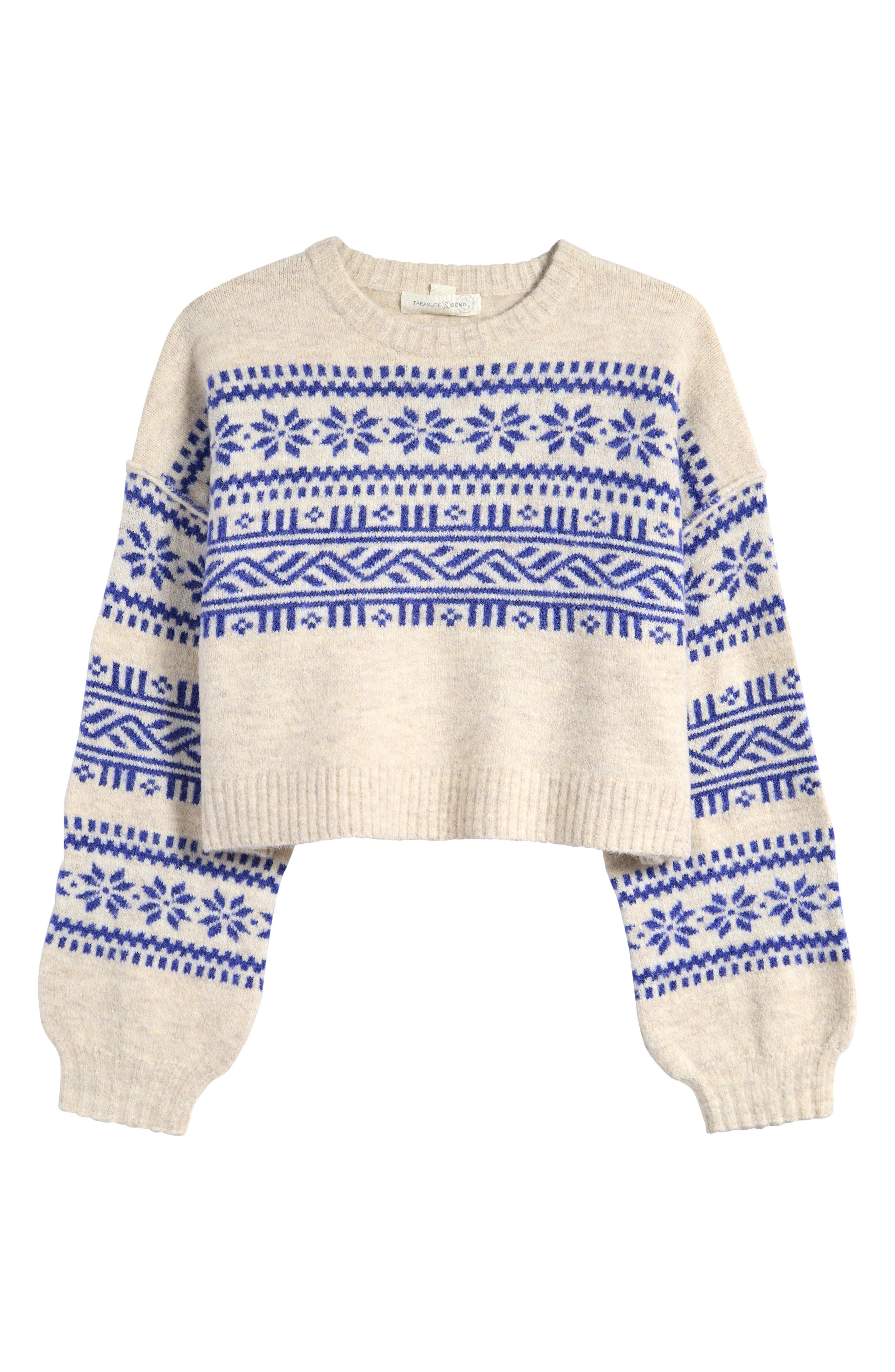 Treasure & Bond Kids' Fair Isle Boxy Crewneck Sweater