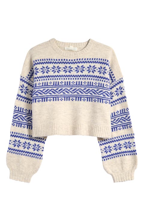 Kids' Fair Isle Boxy Crewneck Sweater (Big Kid)